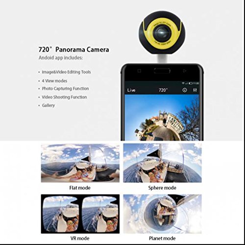4K Action Kamera WiFi Mini Panoramakamera Ultra HD 360 Grad VR Kamera,Echtzeit Übertragung,Videoaufzeichnung,Weitwinkelobjektiv,geeignet für Smartphone Android - 