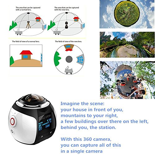 4K 360 Action-Kamera, Panorama-Kamera, 2448 x 2448, Ultra-HD, 360 Grad-Video-Kamera, WLAN, Sportkamera, weiß - 