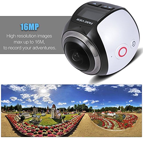 360 Grad Panorama Action Kamera Wasserdicht WIFI 4K 30FPS 16MP Sport Action Kamera Ausgang Mini Panorama Video 3D VR Kamera mit mehreren APP Display Modi SW-V1 (Weiß) - 