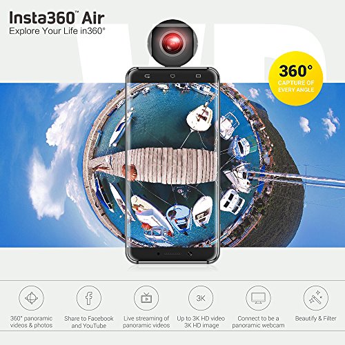 Insta360 Air Compact Mini Panorama 360 Grad 3K HD Kamera Dual Weitwinkel-Fischaugen-Objektiv VR Modus für OPPO R9 / Huawei P9 Mate9 / LG V20 Andriod Smartphone - 