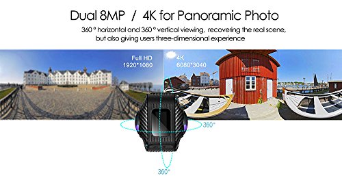 Magicsee P3 VR 360 Grad Panorama Kamera 4K 3040*1520 Doppelobjektiv 220° Fisheye WiFi Sports Action Kamera mit Go Wasserdicht Fall Pro 30M für iPhone iOS Android Smartphone app - 