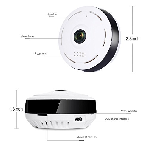 Mini IP Überwachungskamera 960P Panorama WIFI Kamera 360 ° Grad Fisch Auge Objektiv IP Video Aufnahme Nachtsicht 2 Weg Audio / Bewegungsmelder für Haus / Baby Überwachung SW05 - 