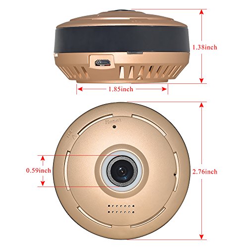 DEC LED 960P HD-Sicherheit IP-WiFi Kamera kabellos des Kameras A 360 Grad Rundumblick Mini WiFi der Innenraum Kamera mit Nachtsicht, IR ¨C Golden - 